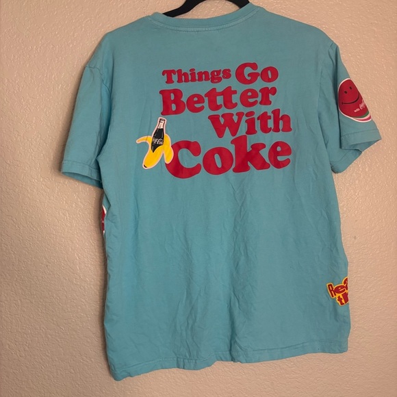 Coca Cola x STAPLE Blue 80s theme Short sleeve shirt large RARE - Picture 2 of 7